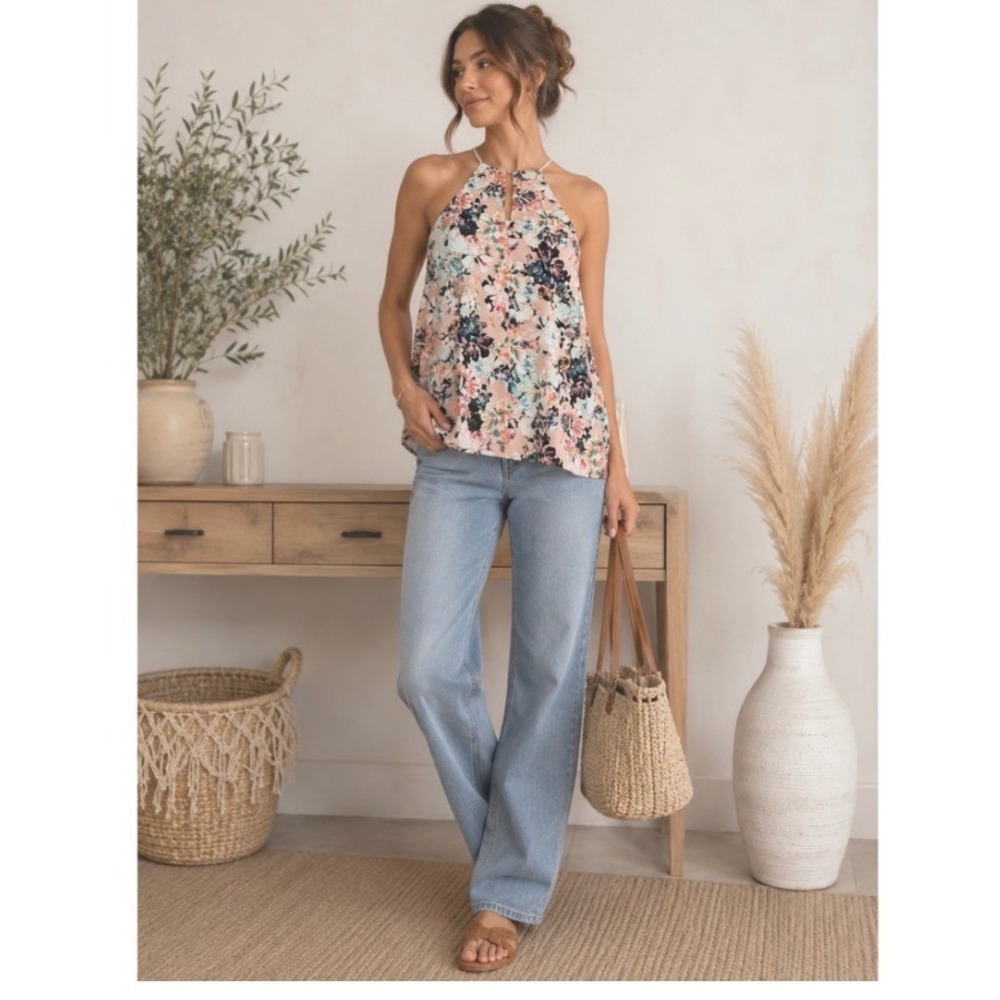 Express Barcelona Floral Cami Top Small Sleeveless Blouse Boho Cottagecore